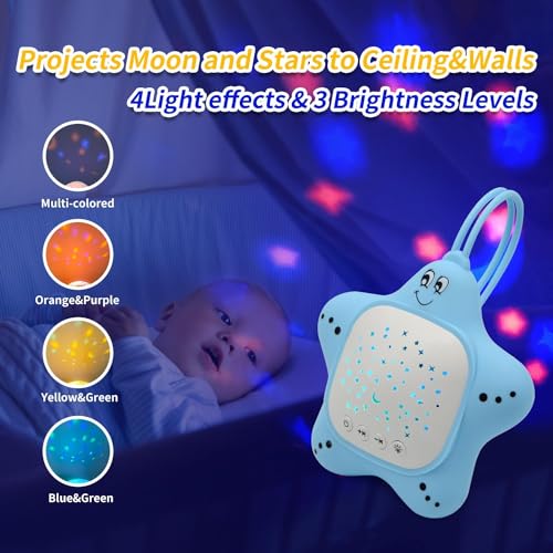Portable Baby White Noise Sound Machine, Rechargeable Baby Soother with Projector Night Light for Deep Restful Sleep, Sleep Sound Aid Soother Calming Music for Travel,Nursery,Bedroom,Car,Crib Toys