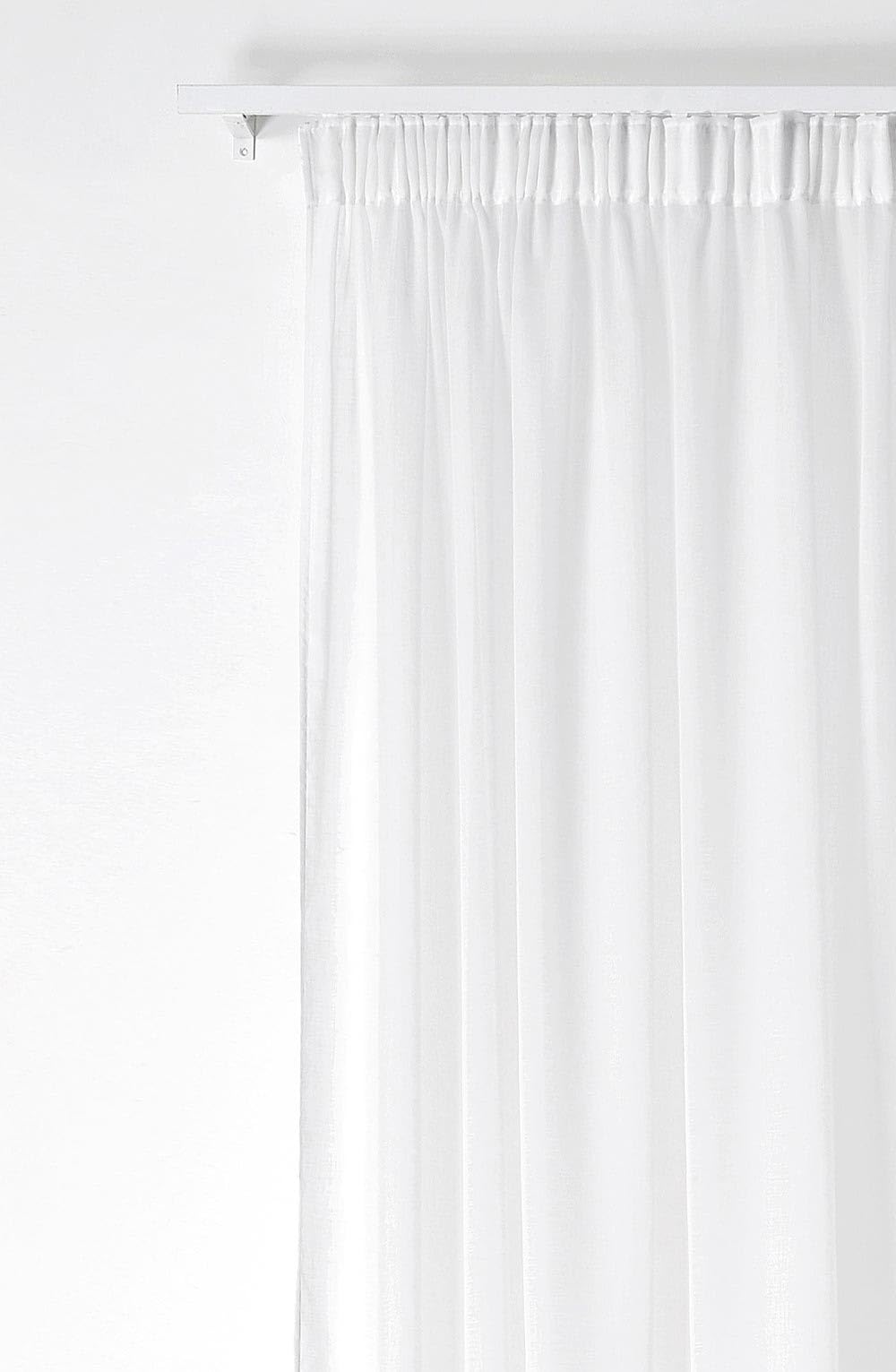 Linder - Voilage Aspect Givrée - Finition Galon Fronceur - Coloris Blanc Neige - Grande Largeur 295x260cm - 100% Polyester - Collection Freeze