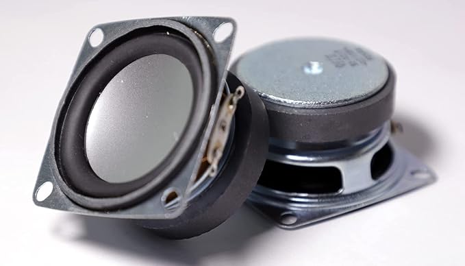 SP Electron Pack of 2 Pcs 4 Ohm 3 Watt 2 Inch Square Silver Cone Subwoofer Speaker for Multipurpose Uses.