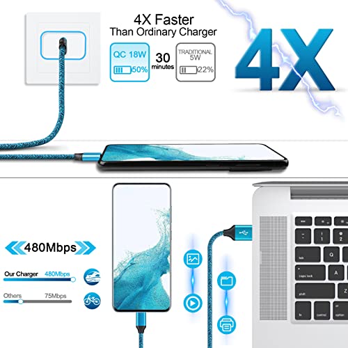Quick Charge 3.0 Fast Charger Power Adapter Type C Charger Cable Fast Charging For Samsung Galaxy A53 A14 A13 A12 A03S A02S S23 S22 S21 S20 S23 A10E A21, Lg Stylo 6/5/4, Usb C Wall Charger With Cable #TOP3