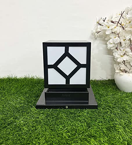 Image of Gate Light for Outdoor Waterproof, Gate Light Lamp for Home Entrance & Garden - Modern Pillar Gate Lamp for Pathway, Porch & Patio (GL17 Black, Pack of 2)