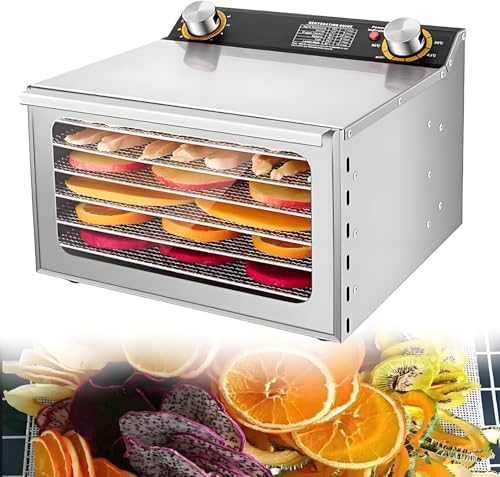 Commercial 400W Fruit Dehydrator & Freeze Dryer Machine, 6/8 Layers, 0-12H Timer, 86ºF-194ºF Temp, 360° Fan Blade for Fruits, Vegetables, Meat & Seafood
