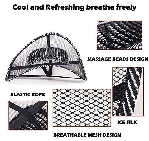 Image of Nylon Ventilation Back Rest with Lumbar Support Mesh Cushion Pad,Universal Back Lumbar Support for Chairs,Office Chair,Home,Car Seat Lumber Back Support,Seat to Relieve for Back Pain,Black