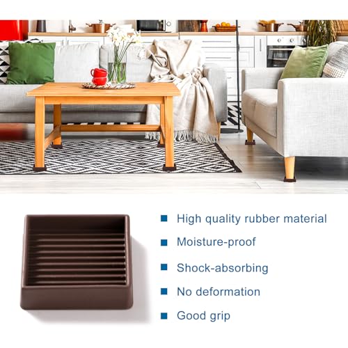 VooGenzek 4 PCS 2”/5.1cm Square Non Slip Furniture Pads, Bed Stoppers Rubber Furniture Feet - Image 4