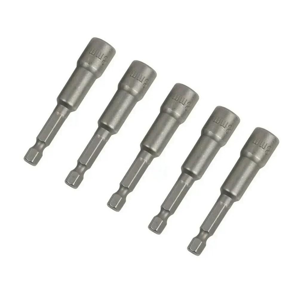 Ruxyoie 5 Pcs Set 5Pcs 8Mm 1/4”Hex Shank Impact Socket Magnetic Nut Screwdrive Power Drill Bits Set Adapter Bolt Drivers Repairing Tools