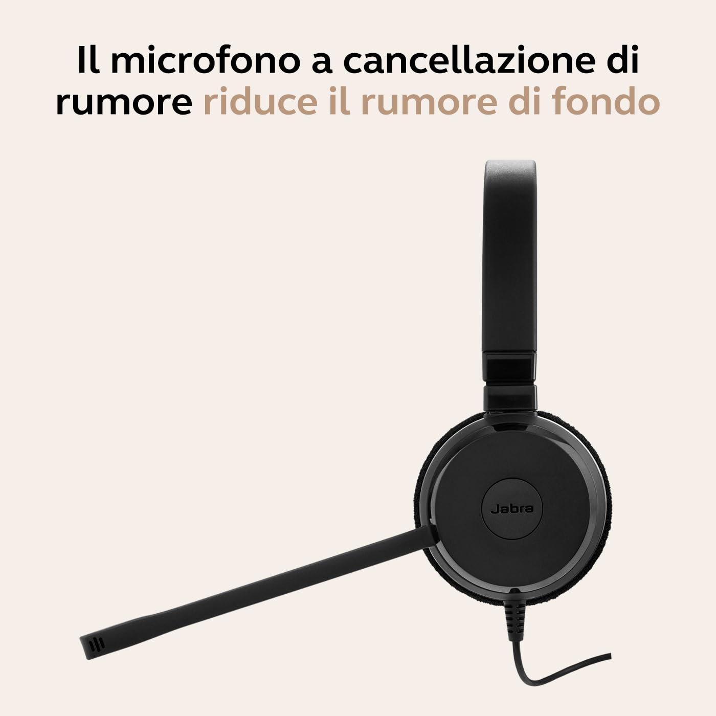 Jabra Evolve 30 II, cuffie stereo con cavo certificate Microsoft Teams con unità di controllo chiamate, microfono a cancellazione del rumore, indicatori LED, eccellente qualità del suono - USB-C/A,