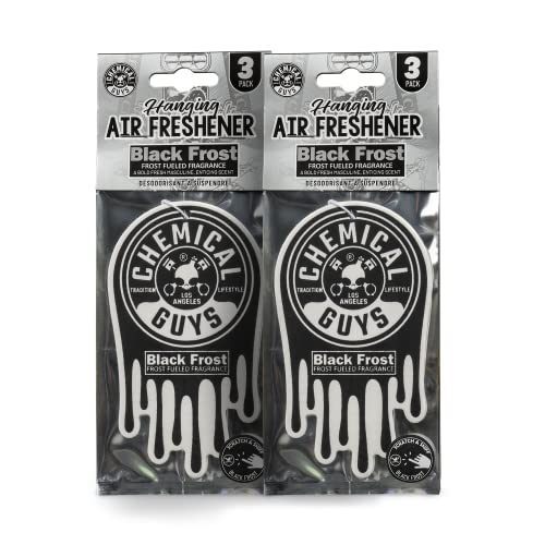 Image of Chemical Guys Hanging Air Freshener, Black Frost Scent 6 Pack, Great for Cars, Trucks, SUVs, RVs, Home, Garage, Workspace, Dorm Room & More (2 x 3 Packs) - AIR40502