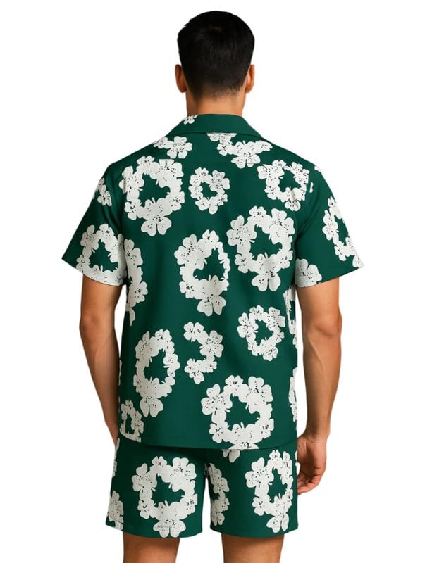 Image of Men's Printed Co-Ord Set | Plus Size Casual Shirt & Shorts Set | Nightwear Pajama Suit, Loungewear, Beachwear & Vacation Outfit Design No Shirt-Short Set10-Parent