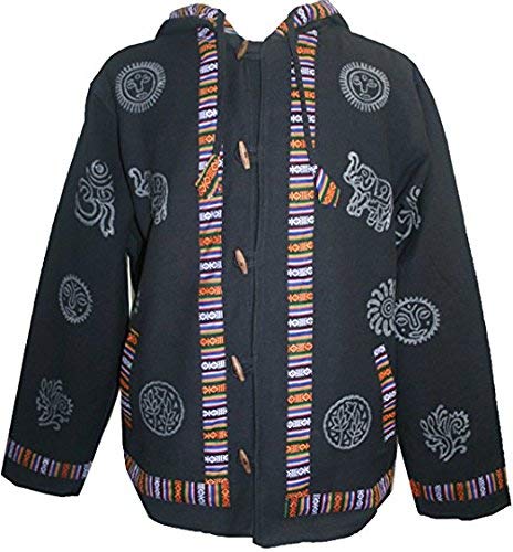 Agan Traders 2026 Mens Hoodie Jacket Heavy Cotton Fleece Lined Tibetan 100% Cotton Hoodie with Block Print Hippie Outwear product thumbnail 8