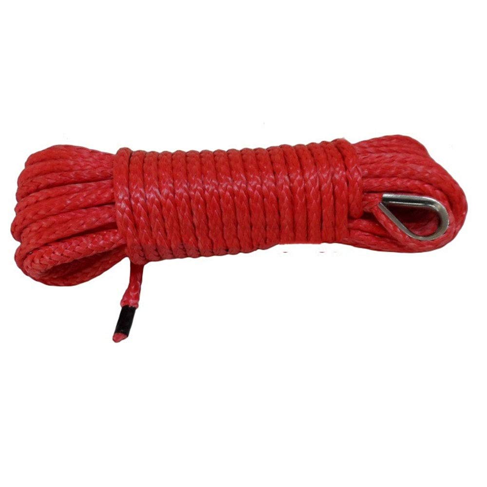Winch Rope, 6mm*15m Red ATV Winch Line ADD 4500lbs Hawse Fairlead,Synthetic Rope, Cable for Off Road Auto Parts