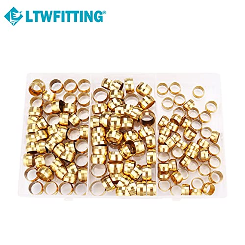 Ltwfitting Assortment Kit 3/8 7/16 1/2 Inch Od Compression Sleeves Ferrules, Brass Compression Fittings(Pack Of 150) #TOP4