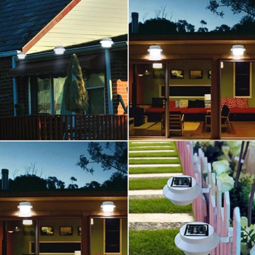 Falove 8 Pack Deal Outdoor Solar Gutter Led Lights - White Sun Power Smart Solar Gutter Night Utility Security Light #TOP7