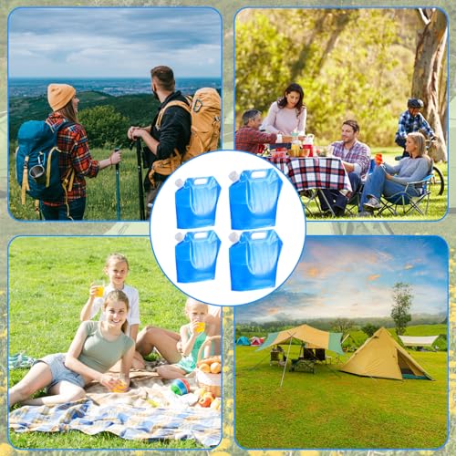 Wasserkanister Faltbar, Wasserkanister, 4 Stück Trinkwasserkanister, Tragbarer Faltbarer Wasserkanister mit Verschlussdeckel, Wasser Kanister Geeignet für Outdoor Festival Camping Zubehör (2x5L+2x10L)