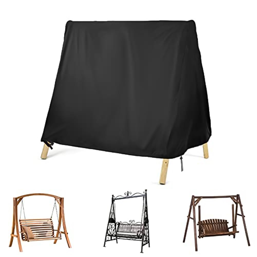 Housse de protection pour balancelle de patio 3 places - Résistante à l'eau et à la poussière - Avec cordon de serrage réglable - Tissu Oxford 210D noir et beige - 216 x 140 x 170 cm