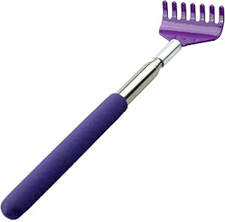 Back Scratcher, Stainless Steel Back Scratcher Massager, Telescoping Scratching Tool, Portable Extendable Back Scratcher with Telescopic Handle for Adults Men Women Itch Relief（Purple