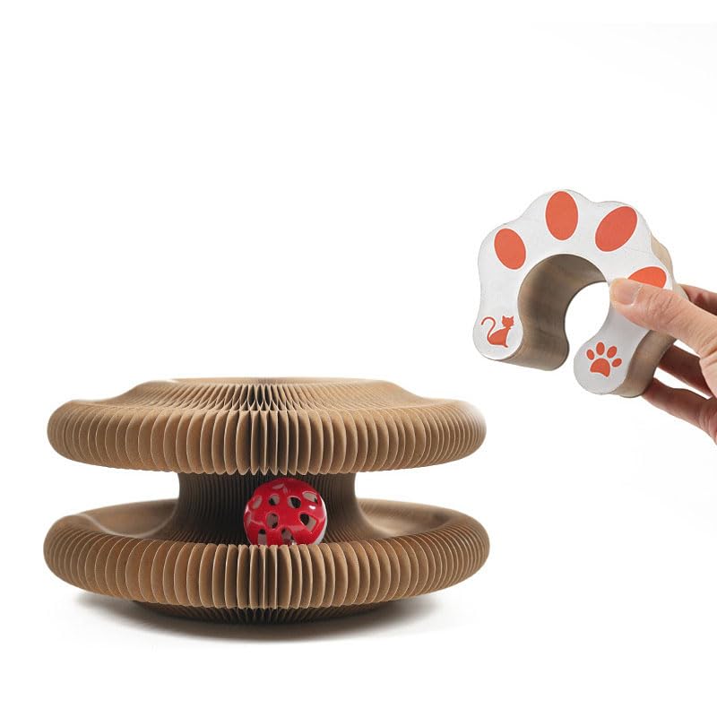 Kitty Kurlz Cat Toy, Magic Organ Cat Scratch Board,Cat Toy,Foldable cat Scratching Board,A cat Scratching Board integrating 4 Deformation Methods,(1PCS)