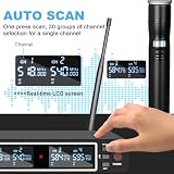Depusheng LK4 Pro bezprzewodowy system mikrofonowy, 4-kanałowy system regulacji częstotliwości UHF, bezprzewodowy mikrofon z 4 ręcznymi dynamicznymi mikrofonami, zakres 260 stóp, mikrofon do