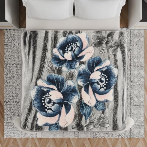 Image of Signature Special Limited Edition Super Soft Double Layered Blanket - 1100 GSM Winter Luxury - Reversible, Ultra Warm & Plush - King & Single Bed (Midnight Bloom, Double)