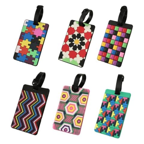 Vellichor 6 x Colourful Retro Luggage Tags for Suitcases Easy Identification - Waterproof PVC Luggage Bag Labels for Suitcases | Luggage tag for Suitcase Personalized | Backpack Baggage Identifiers Cover