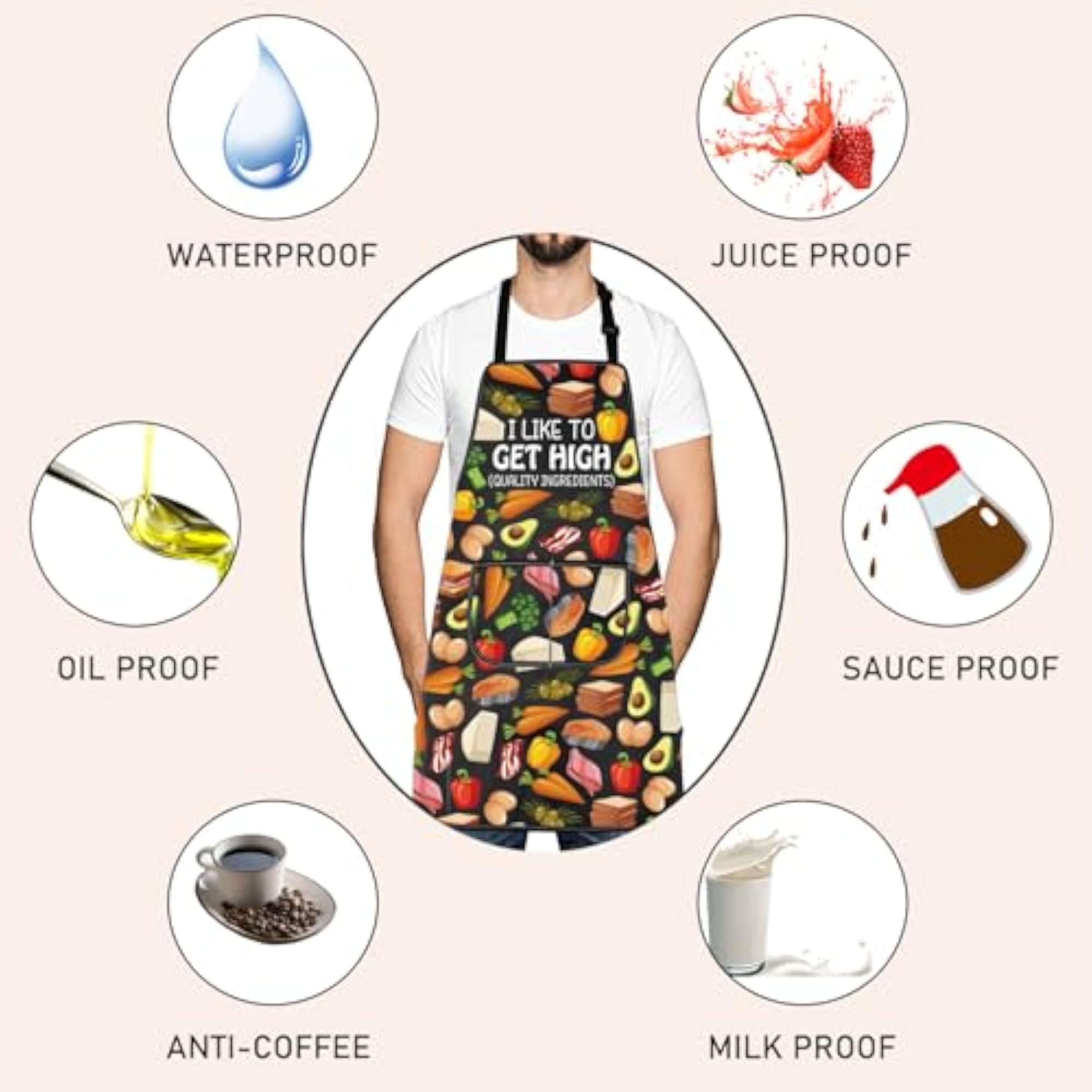 Funny Cooking Apron, I Like to Get High-Quality Ingredients