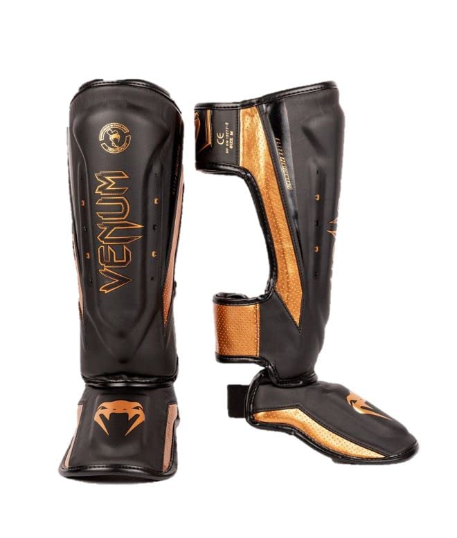 Venum Elite Evo Shin Guards-Black/Bronze - L