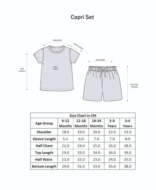 BUMZEE Conjunto de camiseta y capri para niña de corte regular con mangas de cuello redondo de algodón