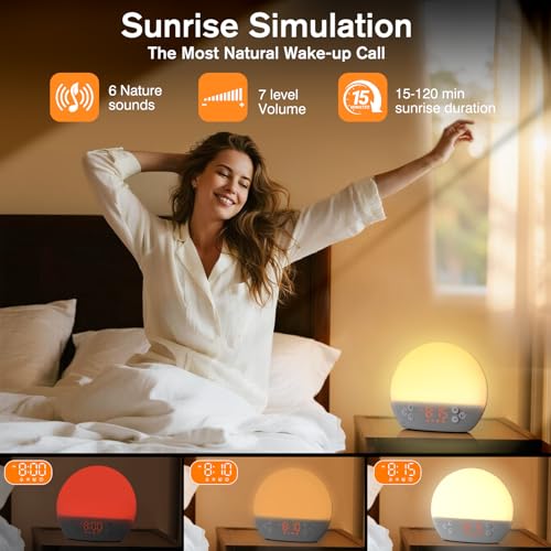 Sunrise Alarm Clock Wake up Light White Noise Sound Machine with Timer - Image 4