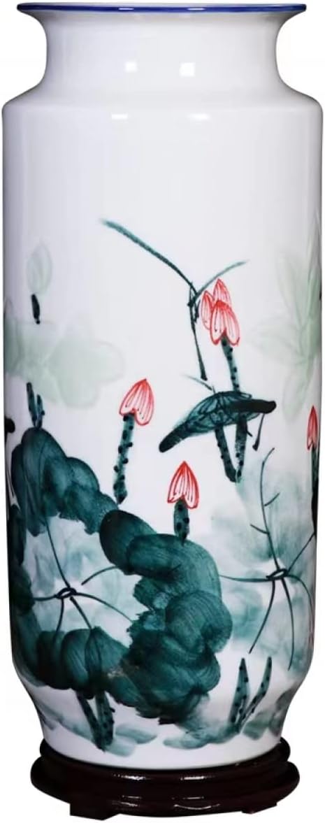 Chinese Ceramic vase with Stand White Large Chinese vase Porcelain Flower vase Chinese Antique Ceramic vases Traaditional Decorative Vase-A:49 * 20 cm
