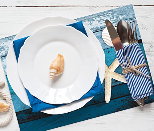 Whaline 50 Pack Sea Paper Place Mats Blue Starfish Seashell Disposable Placemats Seasonal Summer Ocean Decorative Paper Table Mats For Ocean Seaside Sea Shell Coastal Table Mat Dinner Party Decor #TOP2