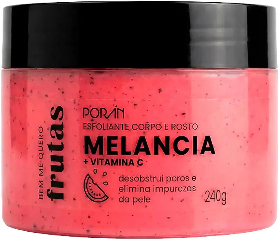 Esfoliante Melancia Poran 240g - Corporal e Facial, Pele Macia e Sedosa, PR200