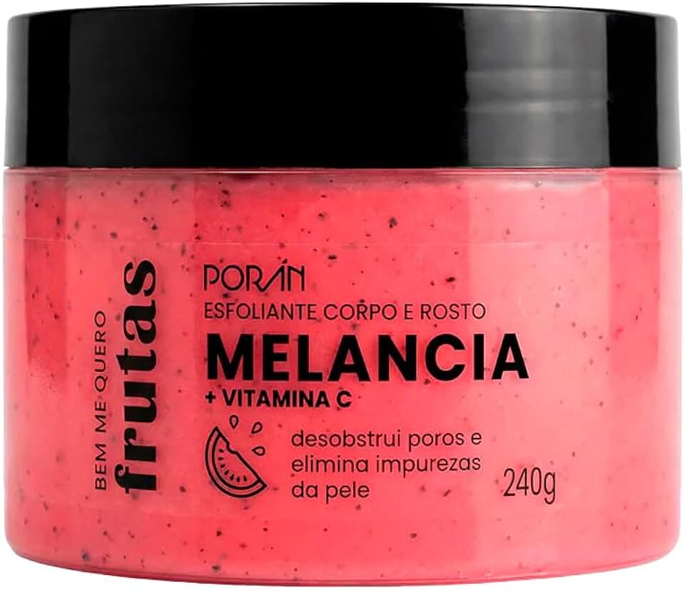 Esfoliante Melancia Poran 240g - Corporal e Facial, Pele Macia e Sedosa, PR200