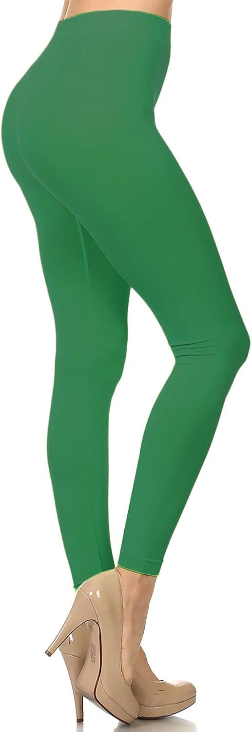 High Waisted Leggings for Women - Stretchy Seamless Full Length Pants - Neon 80s Colored Costume One Size image 2