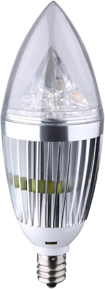LED Candelabra Bulb, 5W (45W Incandescent Equivalent), Candle Light, Warm White 3000K, E12 Base, Torpedo Shape Bulb, Chandelier, Silver, Not-Dimmable 1-Pack