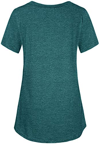 Quinee Breastfeeding Shirts For Women, Short Sleeve Crew Neck Double Layer Button Side Hip Length Convenient Plus Size Nursing Tops Maternity Tee Pregnancy Clothes Green M #TOP2