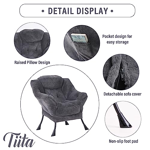 Image of Tiita Modern Large Accent Lounge Chair with Ottoman, Comfortable Leisure Sofa Armchair with Footrest, Reading Chair for Bedroom, Living Room, Dorm Rooms, Garden and Courtyard