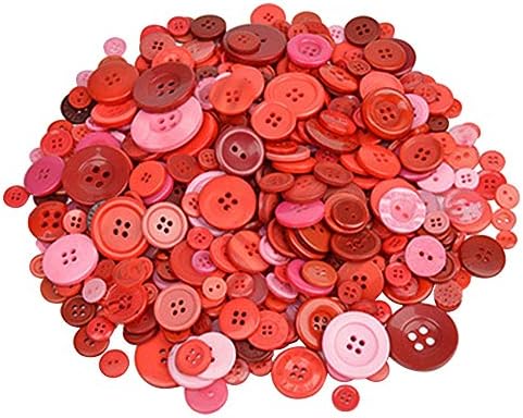 koboome 600 Pcs Assorted Sizes Resin Buttons 2 and 4 Holes Round Craft Buttons Fit Sewing, Scrapbooking, Kids DIY Handmade Decorations (Red)