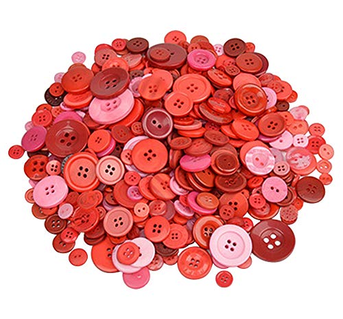 Koboome 600 Pcs Assorted Sizes Resin Buttons 2 And 4 Holes Round Craft Buttons Fit Sewing, Scrapbooking, Kids Diy Handmade Decorations (Red) #TOP15