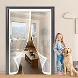 Magnetvorhang Insektenschutz 230 x 230 cm Anpassbar, Lichtdurchlässig, Einfache Montage, Selbstschließend, Insektenschutzvorhang für Schlafzimmertür, Fenstertür, Weiß