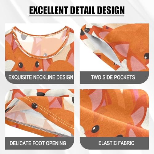 Fox Seamless Pattern Kids Pjs Set Boys Girls Summer Short-Sleeve Sleepwear Pajamas 2PCS4