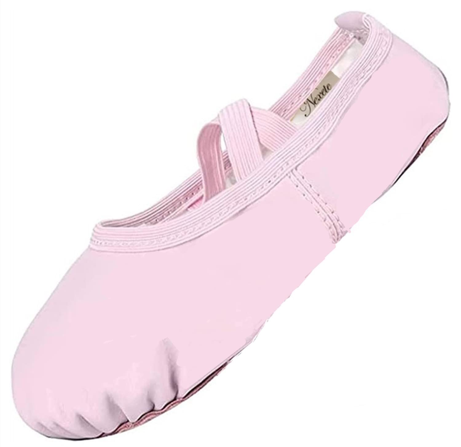 Nexete Leather Shoes Split-Sole Slipper Flats Ballet Dance Shoes for Toddler Girl Boy Kid(Big Kit 4,Pink)