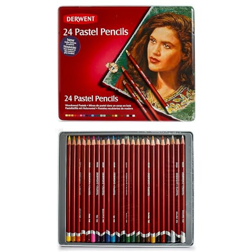 Derwent Pastel Pencils, Drawing & Writing, Set Of 24, Ideal For Blending & Colouring, Professional Quality, 32992