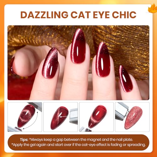 Image of Beetles Gel Nail Polish Set - Aura 20 Colors Gel Polish Kit, Burgundy Red Brown Yellow Orange Purple Cat Eye & Glitter Soak Off UV LED Manicure with Base Glossy Matte Top Coat