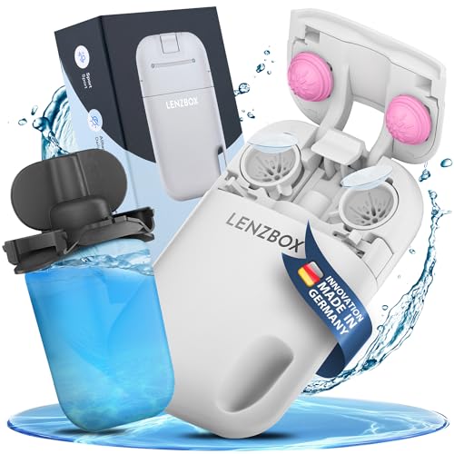 LENZBOX Soft Set inkl. 1x LenzCare - Premium All-In-One Kontaktlinsenbox für weiche Kontaktlinsen, Kontaktlinsenbehälter mit Flüssigkeit, reisetauglich & kompakt, Made in Germany, Farbe Fuchsia
