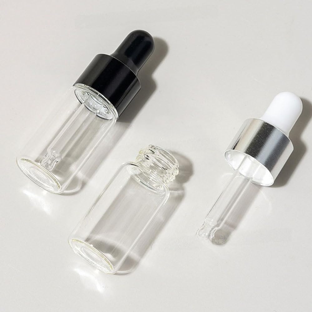 100 stücke 1/2/3/5ML Leere Glas Mini-Tropf ätherische Flaschen Pipetten Öl Aroma Therapie Roségold Kappe Pipetten Flaschen (Transparent-Rosengold,2ml)