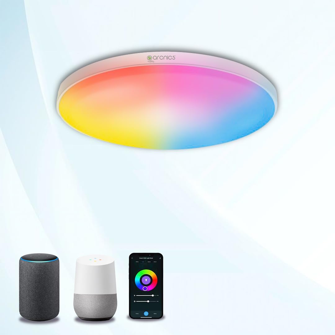 arcnics® Premium Smart WiFi LED Ceiling Light, Smart Downlight, Cool/Warm White + RGB - 16M Colours + Remote Control, Compatible with Alexa, Google Assistant, Smart Life (30W)White,ABS, Polycarbonate (B0B9NN48Y9) Amazon Price History, Amazon Price Tracker