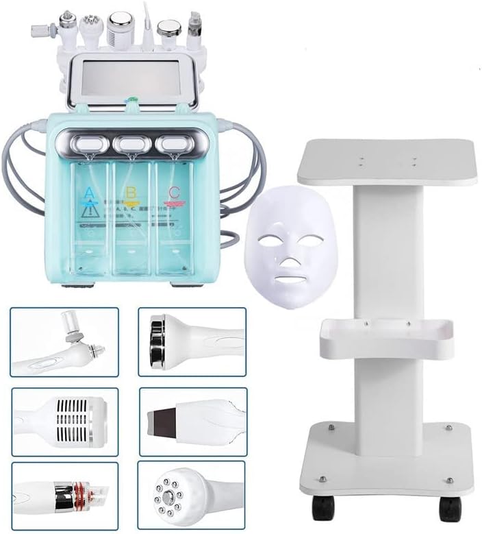 KIYO 7 in 1 Facial Beauty Machine, Professional Hydrogen Oxygen Facial Machine, Hydrafacial Machine Dermabrasion Facial Sprayer Skin Machine for Spa With Trolley