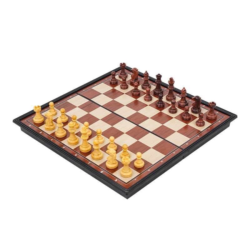 schachspiel 2-in-1-Schachspiel und magnetisches Schachbrett, faltbares Reisebrettspiel aus Kunststoff, klassisches Strategiespielzeug for Kinder, Erwachsene und Anfänger(33 * 33cm)