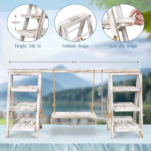 Image of Flenpptly Wooden Cupcake Stand, 3 Tier Cupcake Display Stand for Dessert Display, Dessert Stands with Serving Tray and Foldable Stand for Party, Birthday, Wedding, Events, Baby Shower (White)