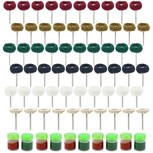 WerkWeit Juego de 70 ruedas de pulido abrasivas para herramientas rotativas, vástago de 1/8 pulgadas (3 mm) Cover