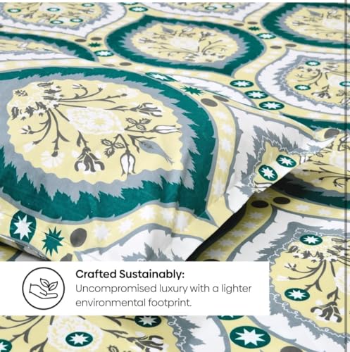 Image of 250 TC Glace-Cotton All Around Elastic Fitted Bedsheet, Elastic Fitted Bedsheet King Size Bedsheet for Double Bed with 2 Pillow Covers, Size - 72 x 78 x 8 Inch Color White